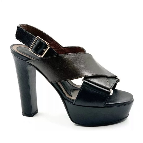 MARNI Black Brown Strappy Slingback Platform Sandals EU 35